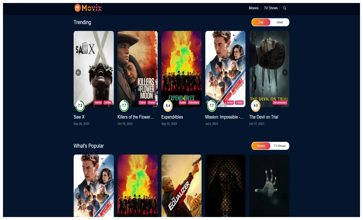 GitHub - manashinde16/Movix: Movies and Series Website