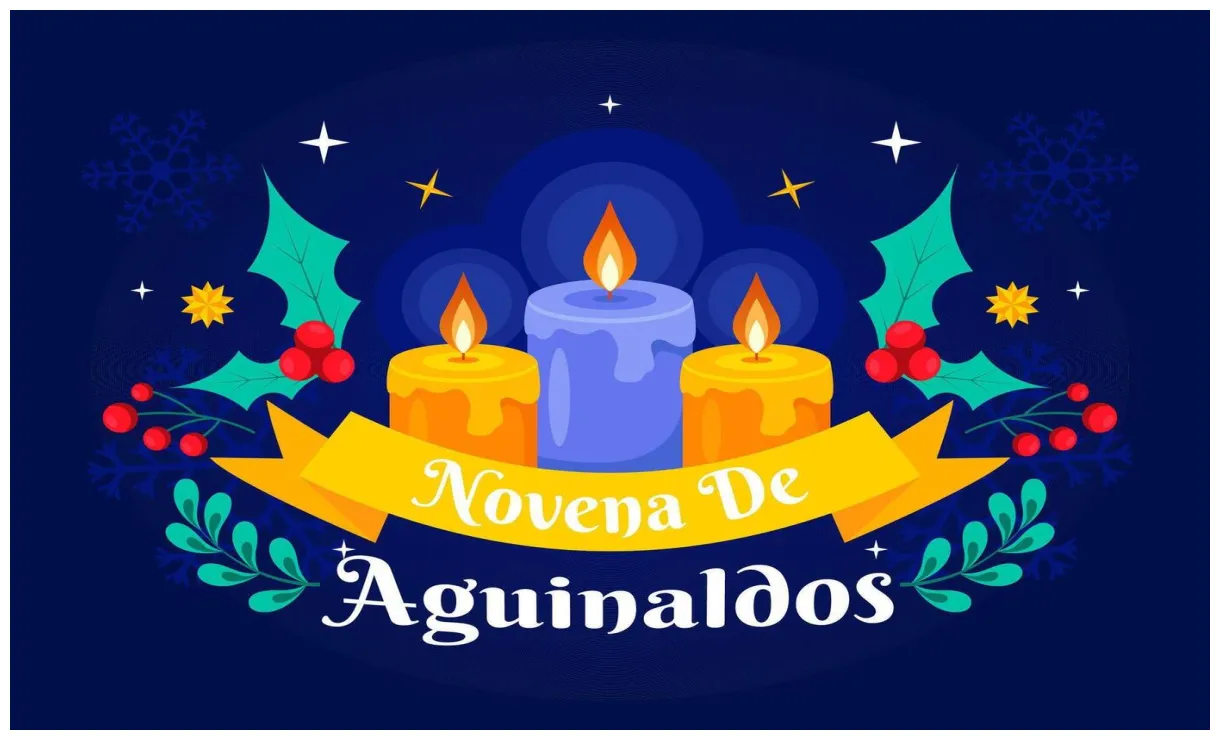 Holiday celebration of novena de aguinaldos in colombia illustration