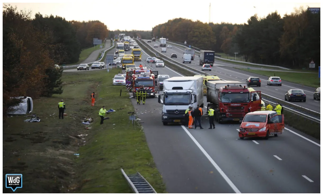 Ongeluk met vrachtwagen op de a2