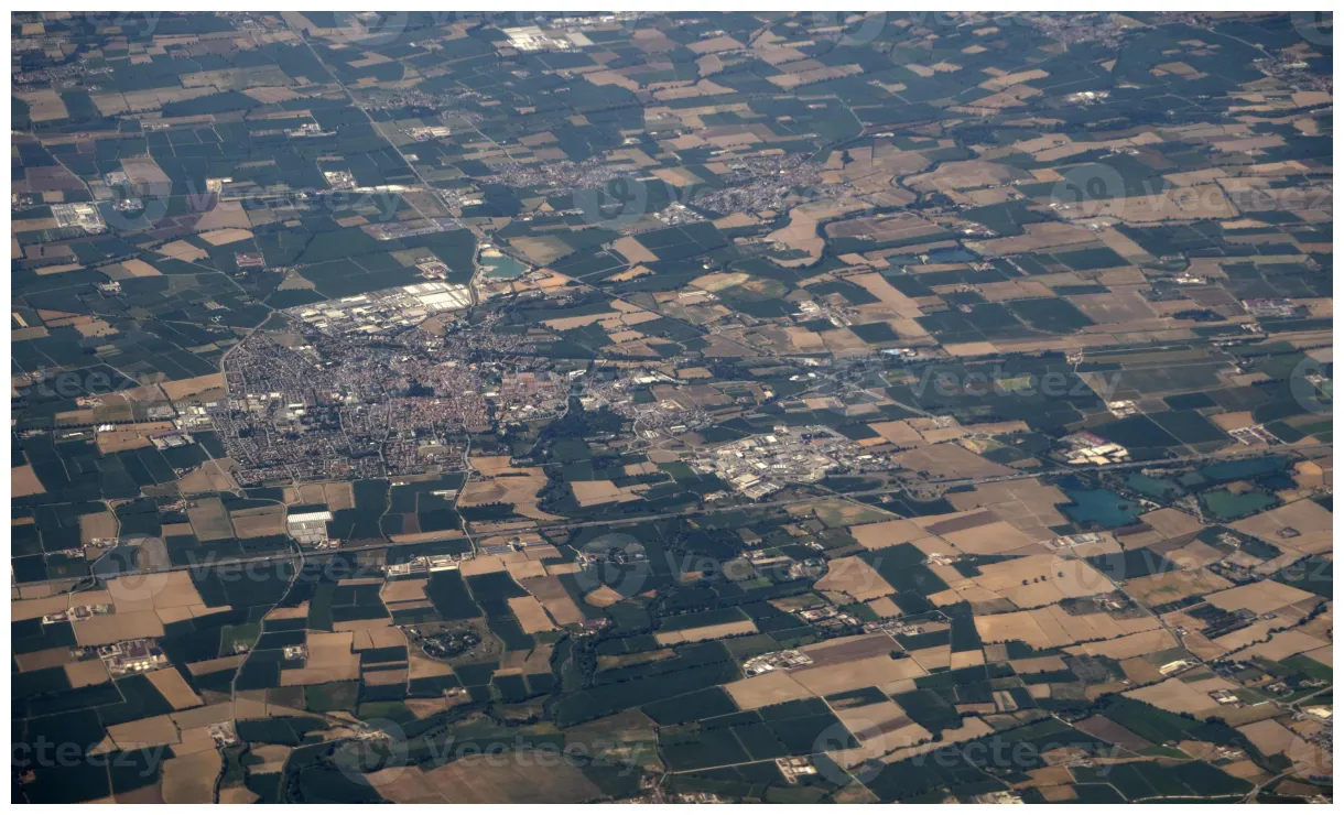 Po river valley lombardia aerial view from airplane
