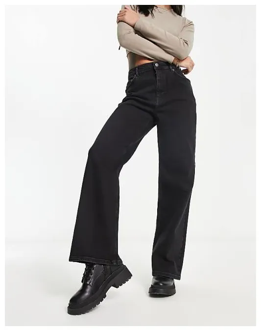 Na-kd x wide leg jeans in black asos