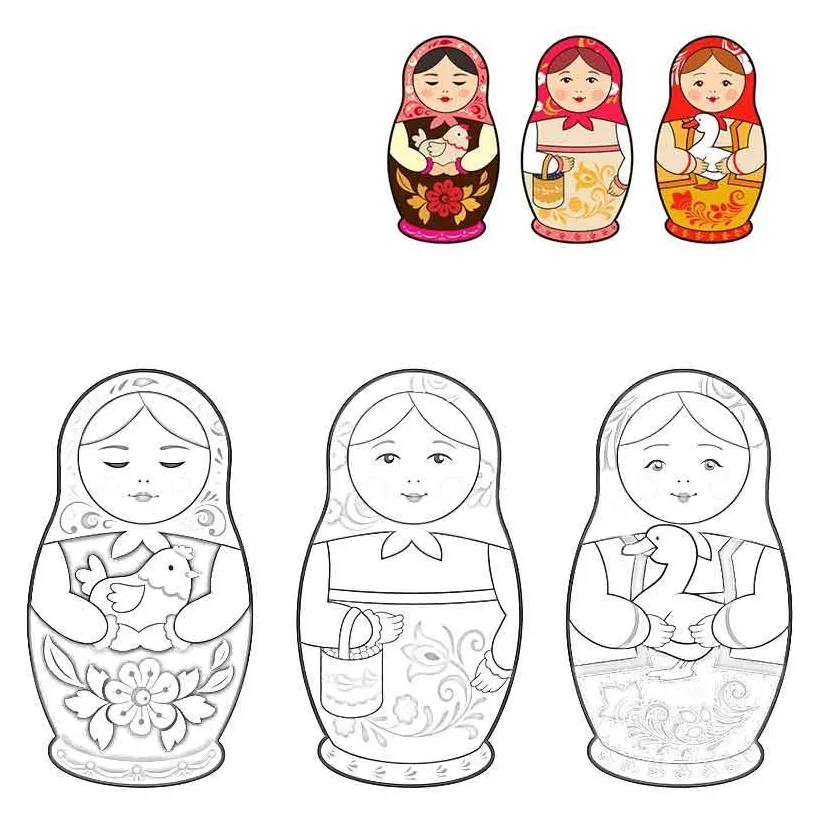 Матрешка простой рисунок 47 фото » Рисунки для срисовки и не только