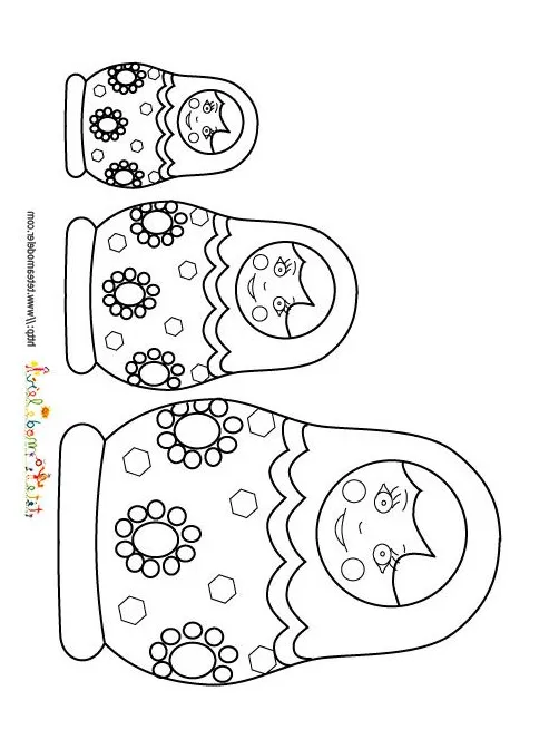 Coloriage poupées russes sur tête à modeler en 2025 poupée russe