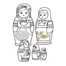 Раскраска Матрешка Боярыни распечатать бесплатно