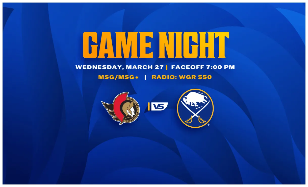 Game night sabres vs. senators buffalo sabres