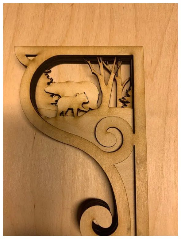 Rustic wildlife corbel shelf 3d wildlife scene shelf