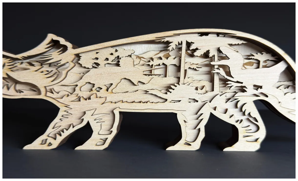 Triceratops svg, dinosaur, laser cut file, multilayer 3d, plywood
