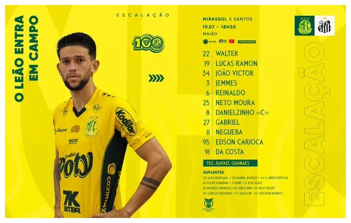 Goals and highlights for mirassol 3-0 santos in brazilian championship