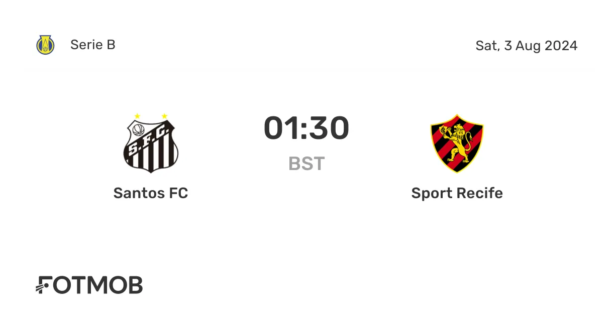 Santos fc vs sport recife marcador en vivo, alineaciones previstas y