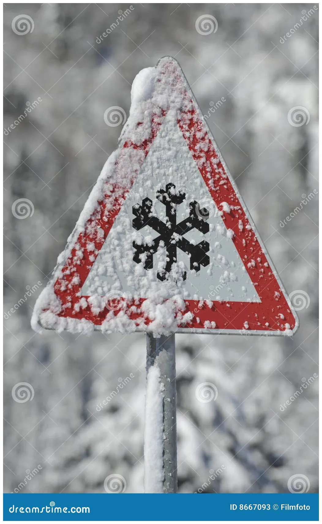Warning of snow and ice stock . of cold, sign 8667093