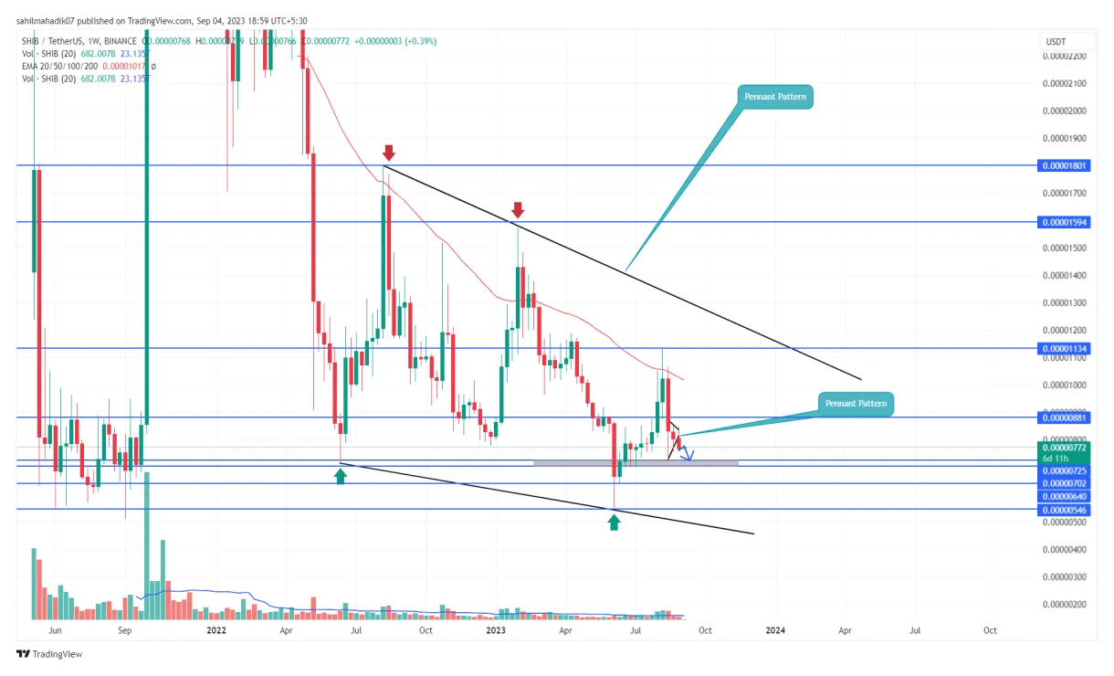 Shiba inu shib daily price chart week 1 january 2026