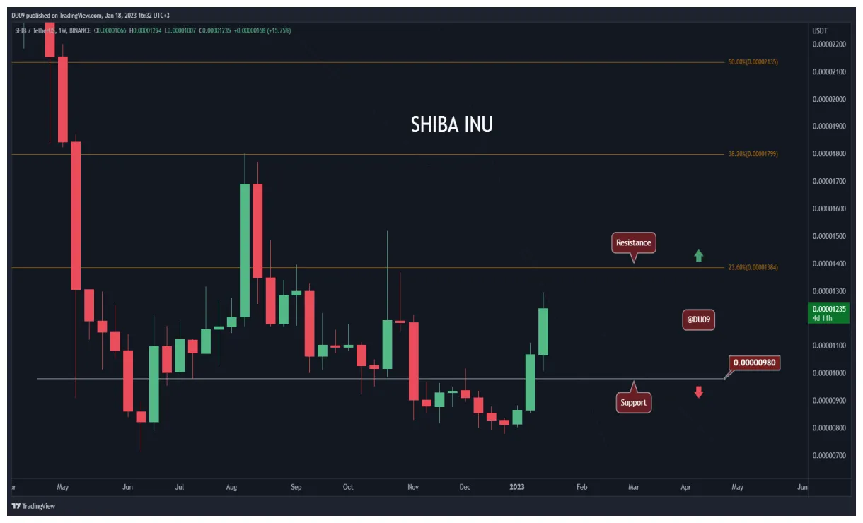 Shiba inu shib bullish trend chart week 1 january 2026