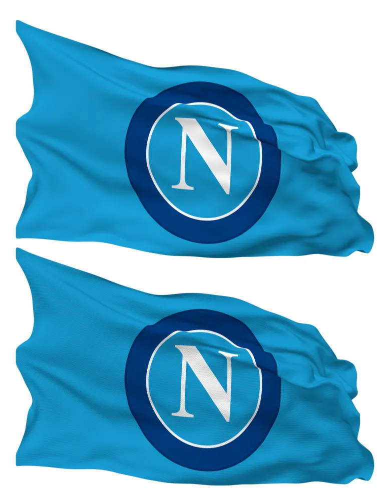 Societa Sportiva Calcio Napoli, SSC Napoli Flag Waves Isolated in Plain