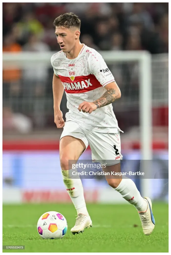Angelo stiller of vfb stuttgart in action during the bundesliga match