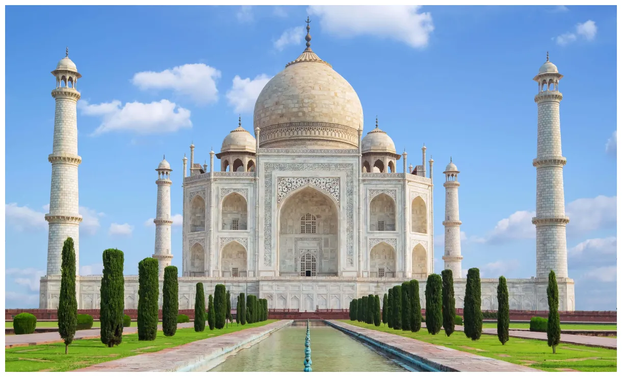 Time lapse of , an ivory-white marble mausoleum on the