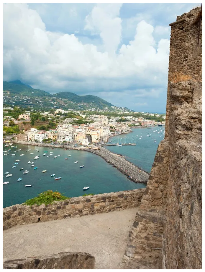 View of ischia ponte from aragonese castle stock of aged