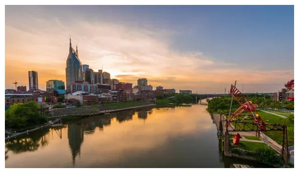 Nashville, tennessee, usa skyline on the cumberland river, stock footage
