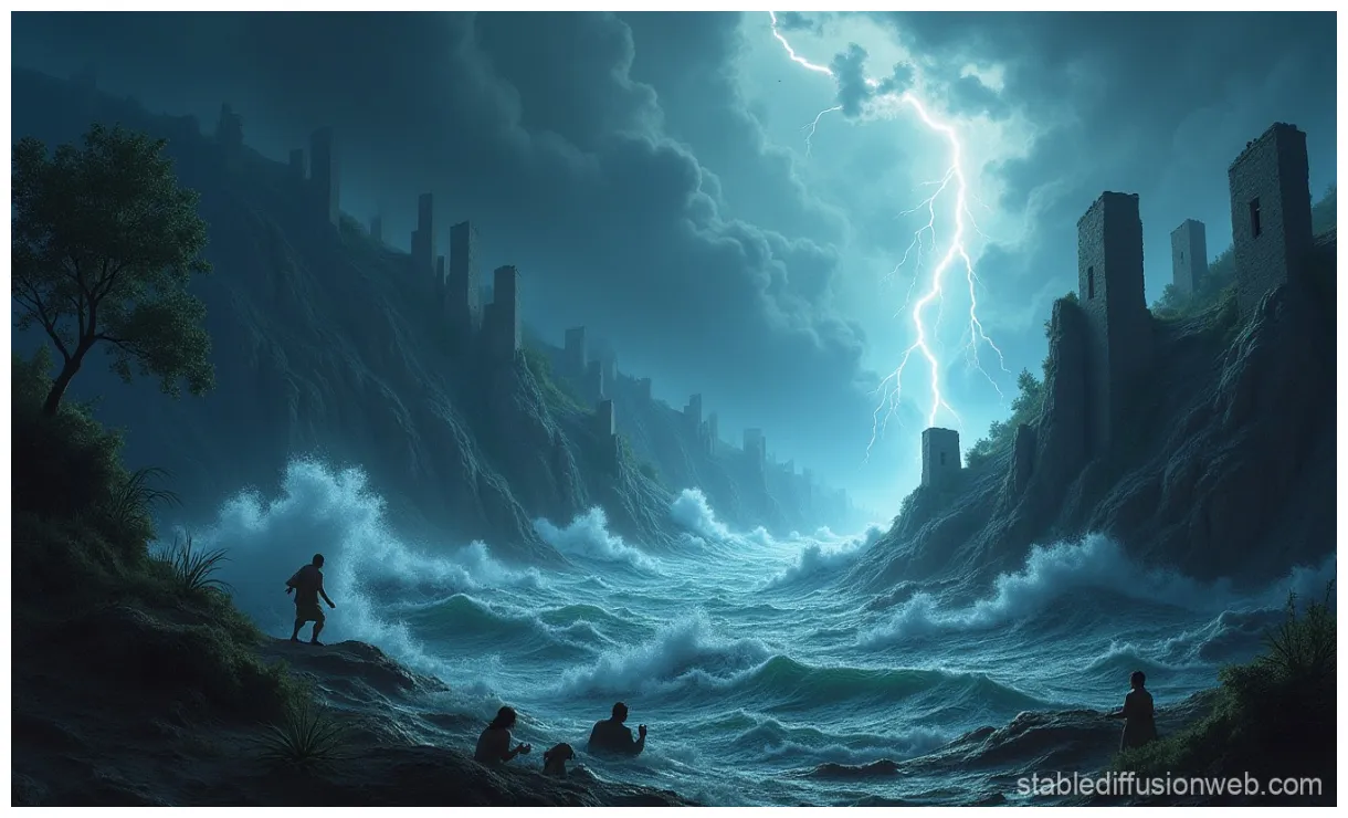 The great flood from greek mythology prompts stable diffusion online