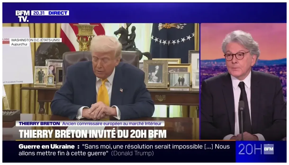 Pour Thierry Breton, Donald Trump négocie "la paix en trahissant"