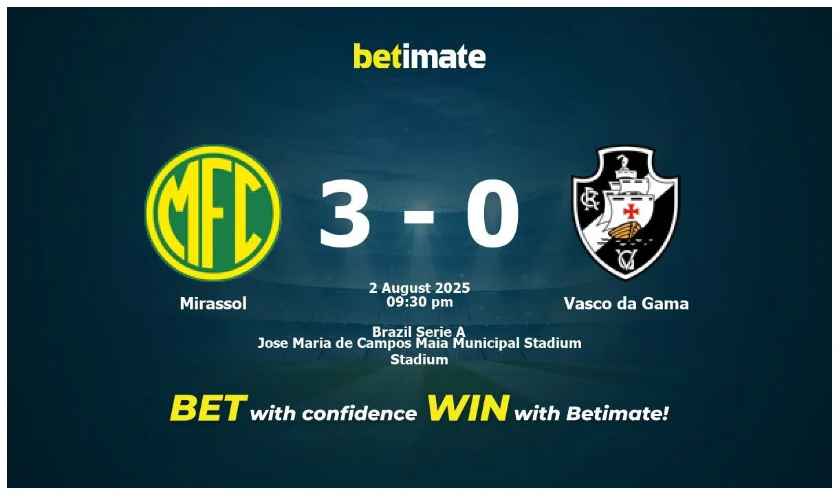 Mirassol vs vasco da gama prediction, odds & betting tips 08/02/2025