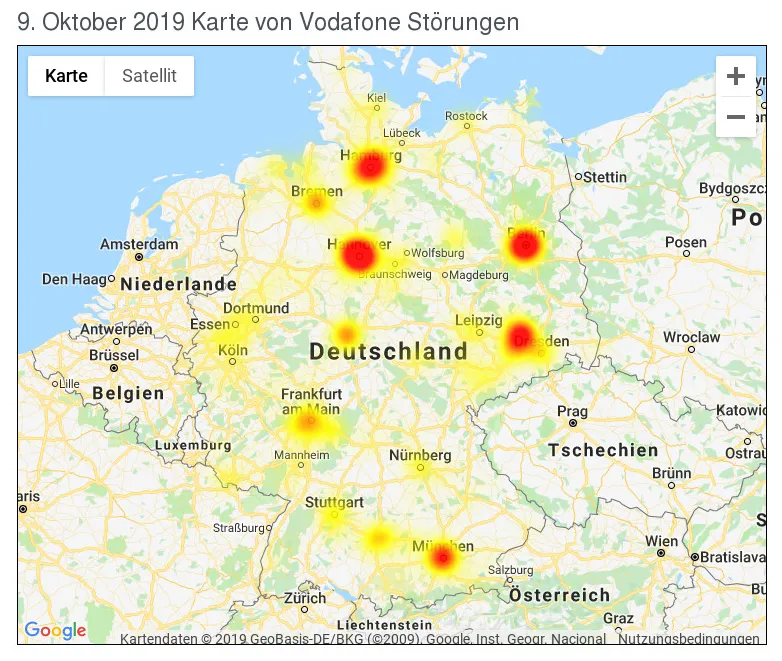 En vodafone mit störungen im telefon- und datennetz