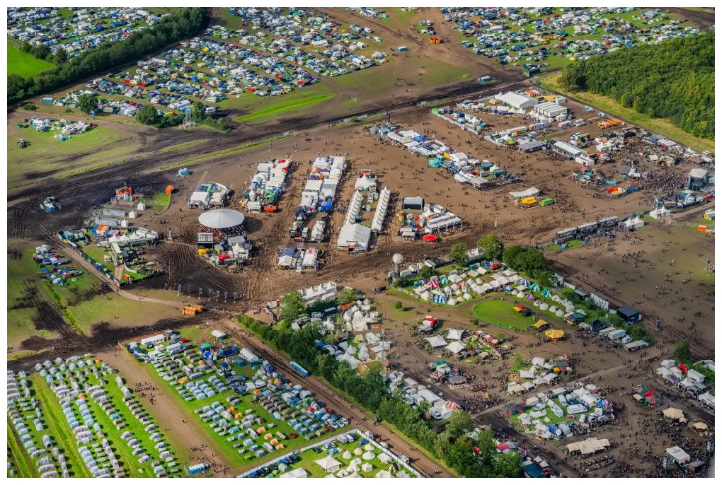 Luftaufnahme gelände des musik- festival in im