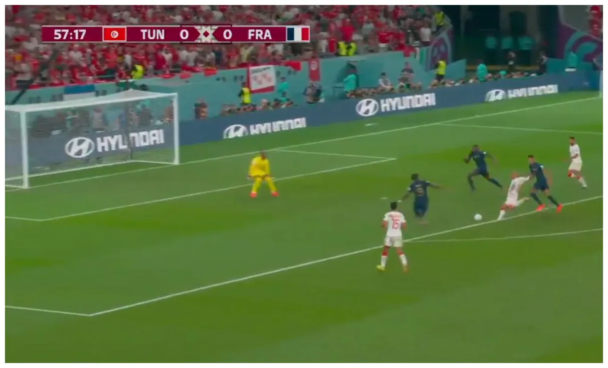 Video tunisia's goes on long run before scoring vs france